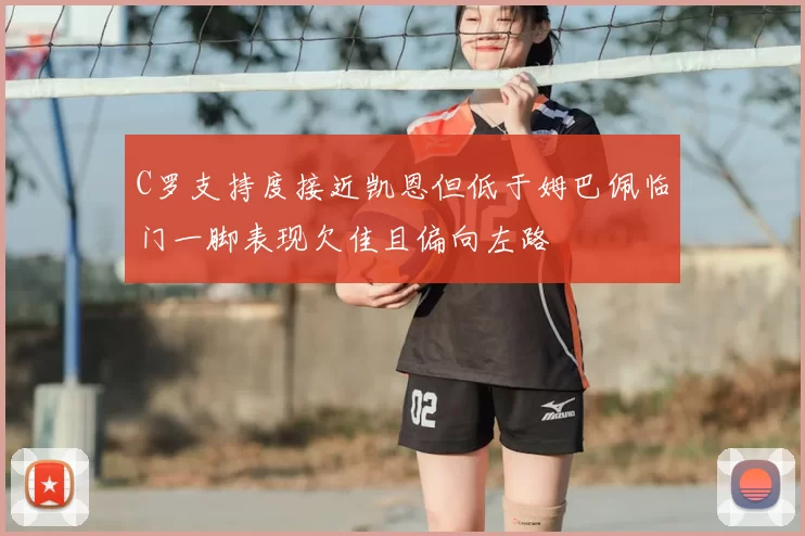 C罗支持度接近凯恩但低于姆巴佩临门一脚表现欠佳且偏向左路